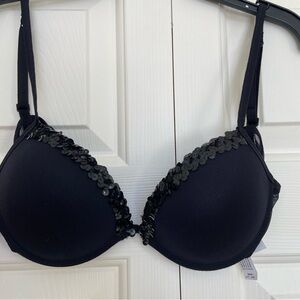 Intimissimi Black Bra Size 34 B/C Sequins Sexy Glam Club Exotic Lingerie NWOT